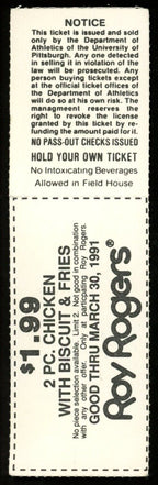 December 8, 1990 Pitt vs. West Virginia College Basketball Game Full Ticket