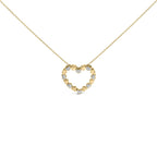 Gold Vermeil Diamond Accent Puffed Heart Pendant Necklace