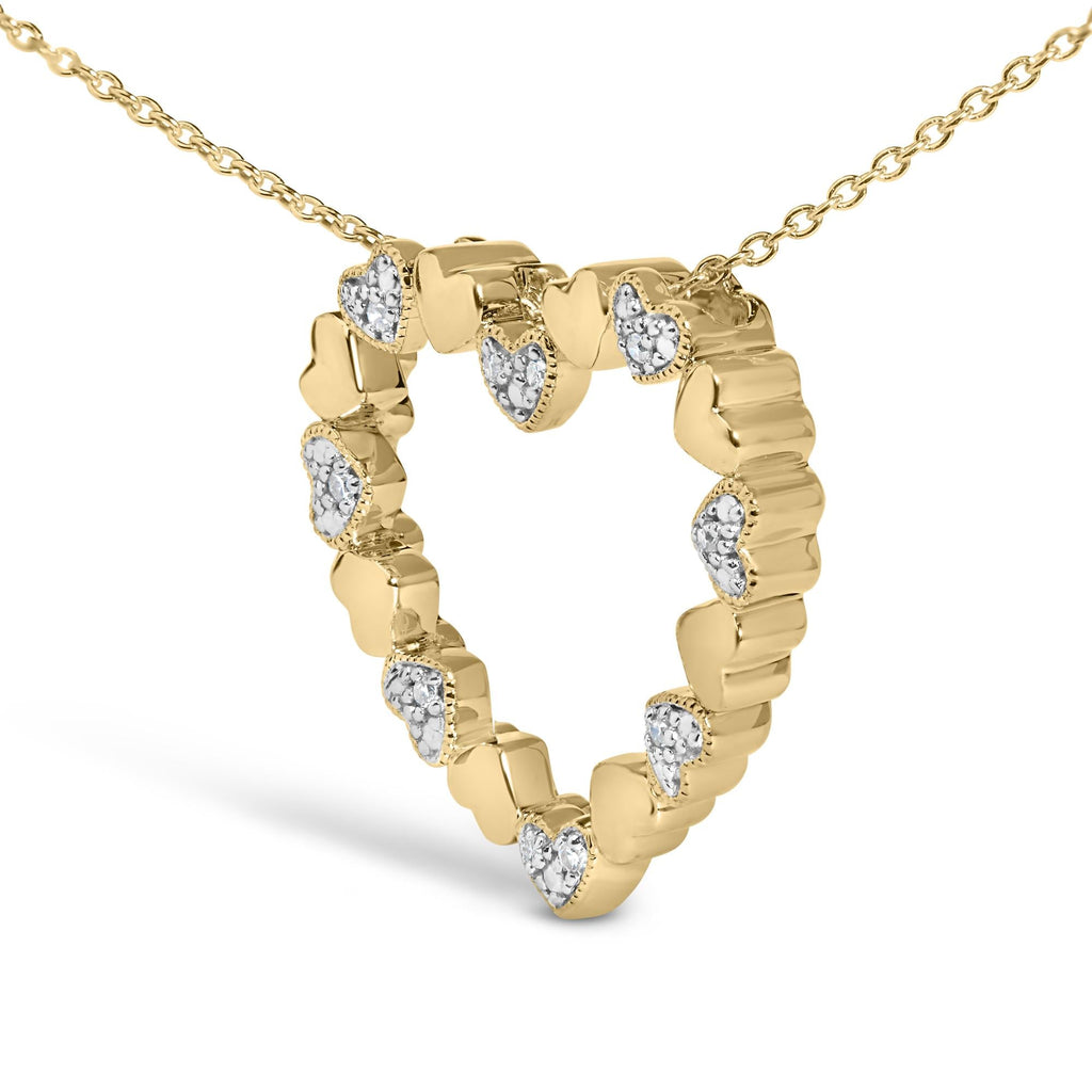 Gold Vermeil Diamond Accent Puffed Heart Pendant Necklace