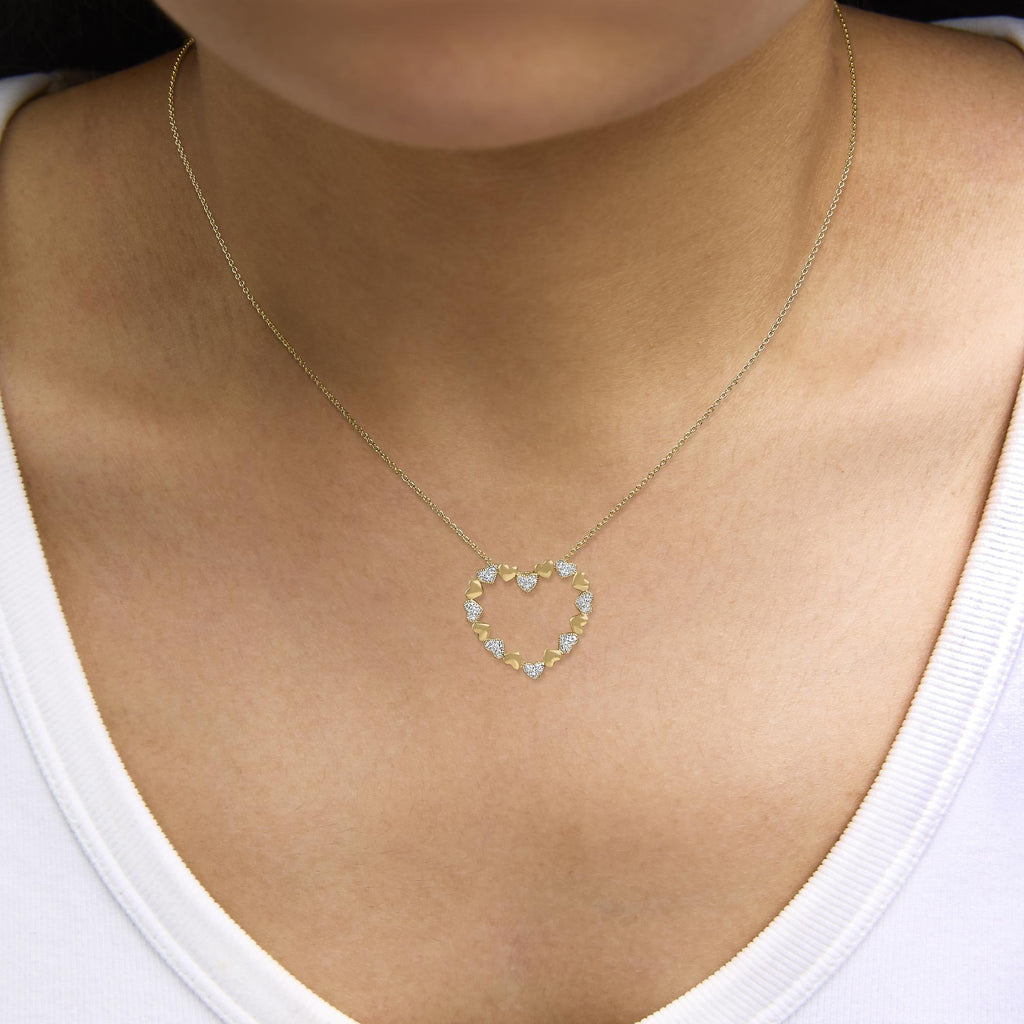 Gold Vermeil Diamond Accent Puffed Heart Pendant Necklace