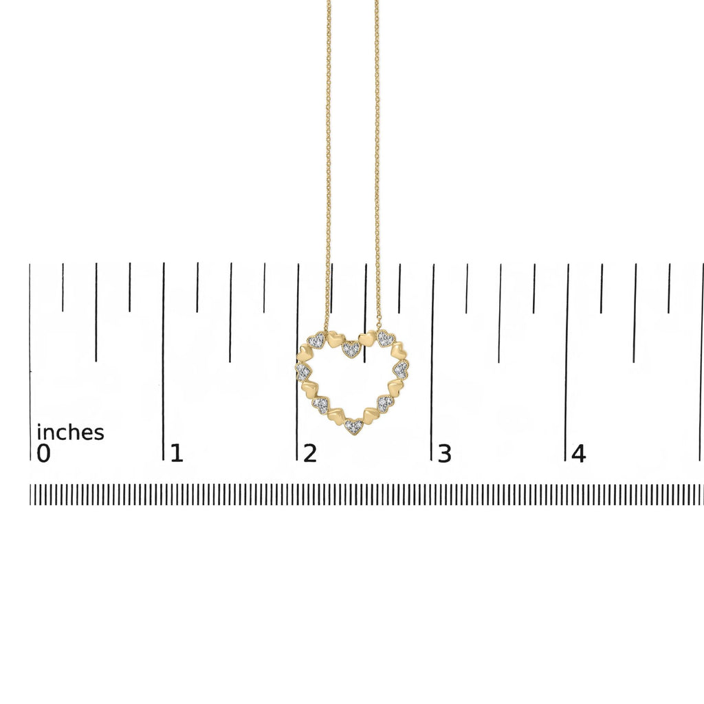 Gold Vermeil Diamond Accent Puffed Heart Pendant Necklace