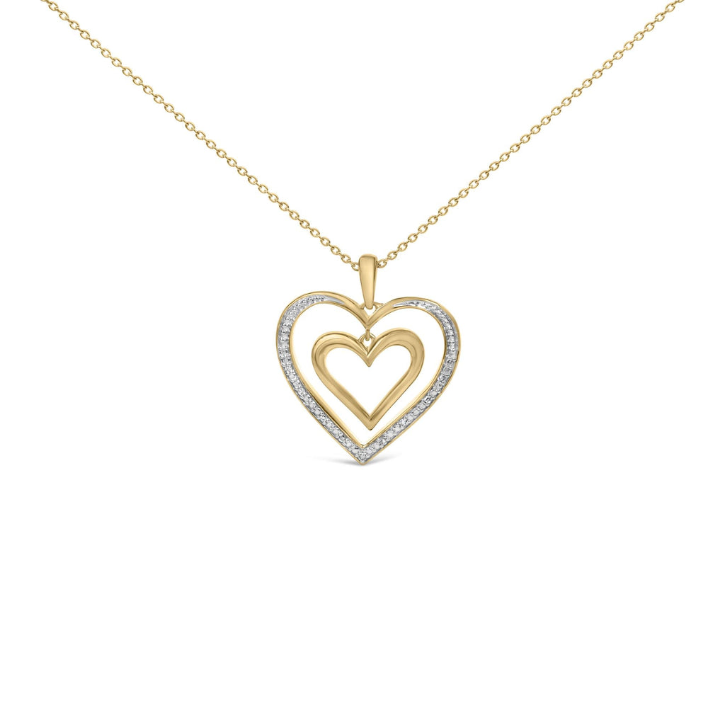 Gold Vermeil Diamond Accent Double Heart Pendant Necklace