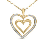Gold Vermeil Diamond Accent Double Heart Pendant Necklace