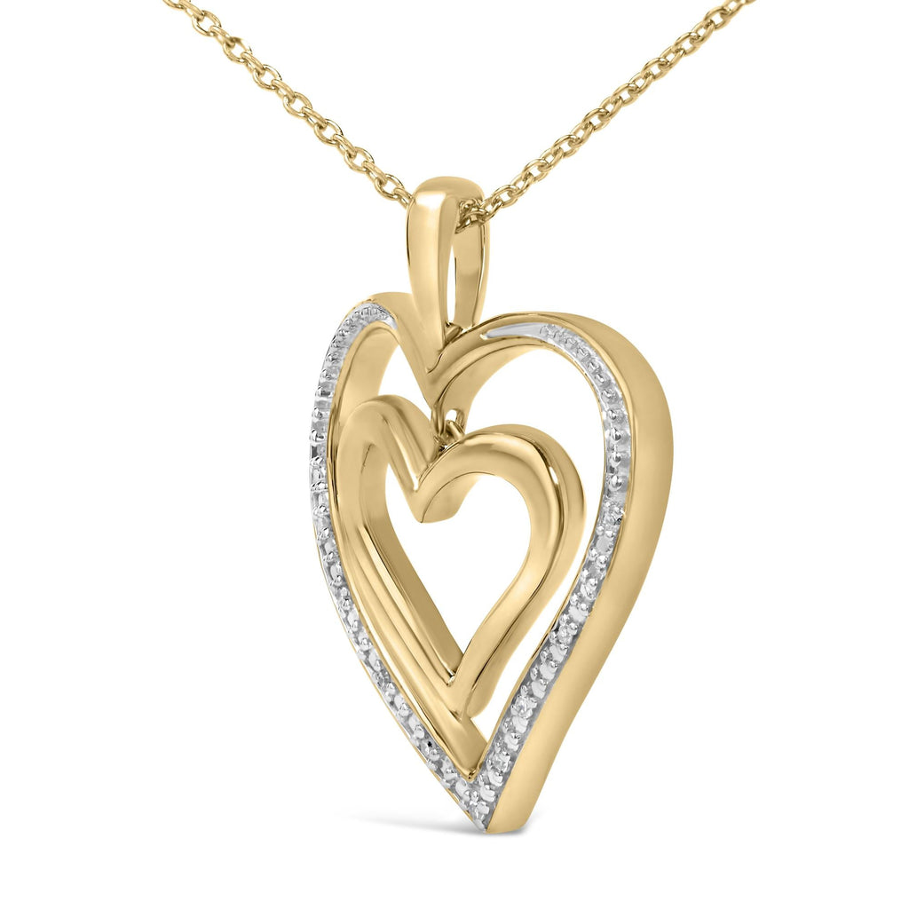 Gold Vermeil Diamond Accent Double Heart Pendant Necklace
