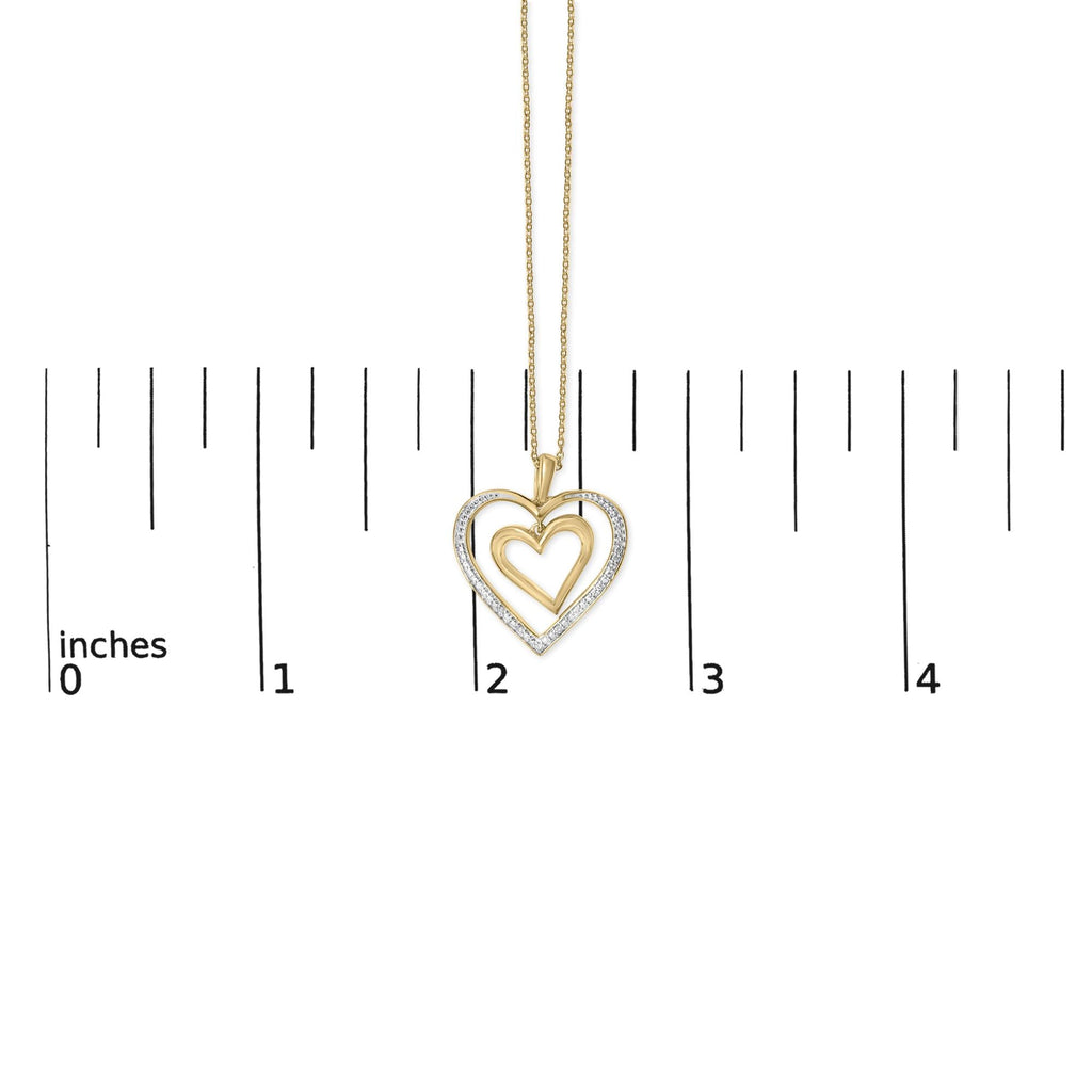 Gold Vermeil Diamond Accent Double Heart Pendant Necklace