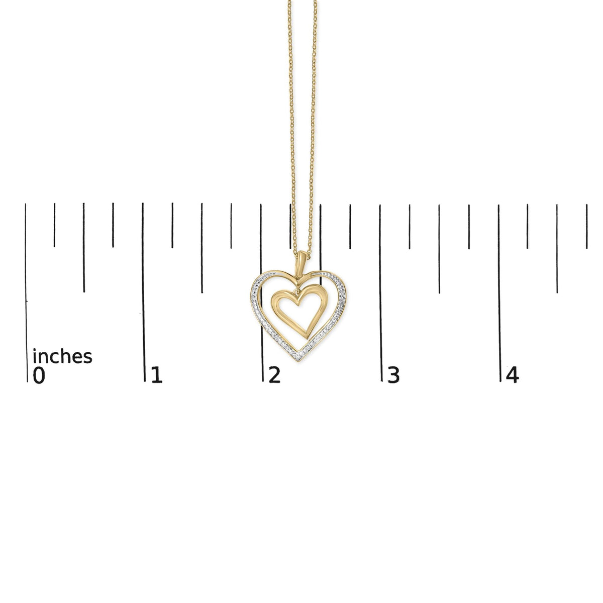 Gold Vermeil Diamond Accent Double Heart Pendant Necklace