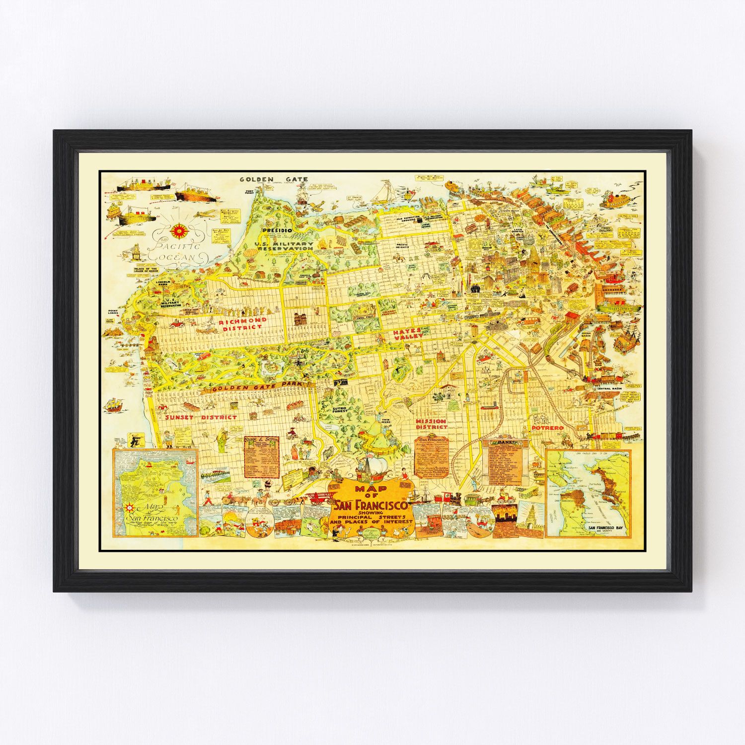 Vintage Map of San Francisco, California 1927