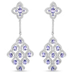 3.90 Carat Genuine Tanzanite and White Topaz .925 Sterling Silver Earrings