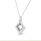 .925 Sterling Silver Pave-Set Diamond Accent Kite Shape 18" Pendant Necklace (I-J Color, I1-I2 Clarity)