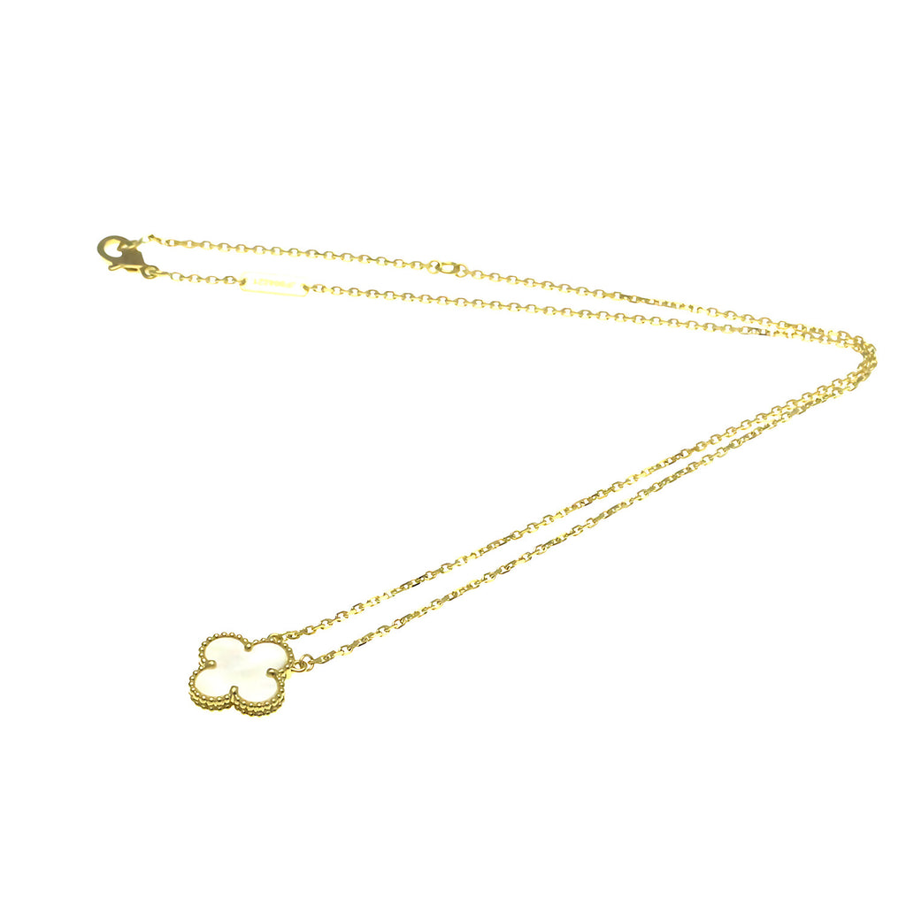 Van Cleef & Arpels // 18k Yellow Gold Vintage Alhambra Mother of Pearl Pendant Necklace // 14.76"-16.14" // Store Display