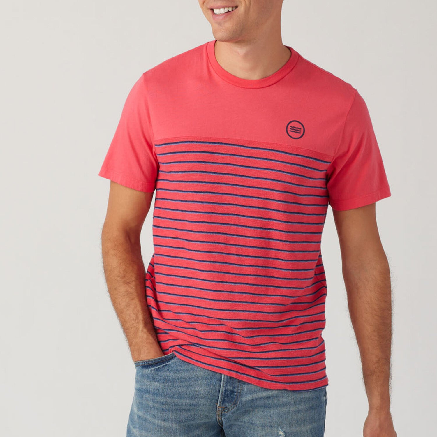 Capri Stripe Yolk Crew // Red