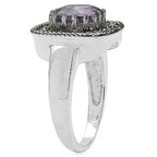 2.53 Carat Genuine Amethyst & Tanzanite .925 Sterling Silver Ring