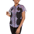 Nanette Lepore Paisley-Print Flutter Top Black Size 6
