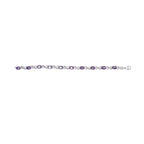 .925 Sterling Silver Oval Purple Amethyst and Diamond Infinity Link Bracelet (I-J Color, I1-I2 Clarity) - 7" Inches