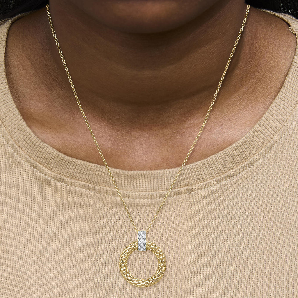 Gold Vermeil 1/10 Cttw Diamond Bold Pendant Necklace