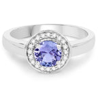 1.05 Carat Genuine Tanzanite and White Topaz .925 Sterling Silver Ring