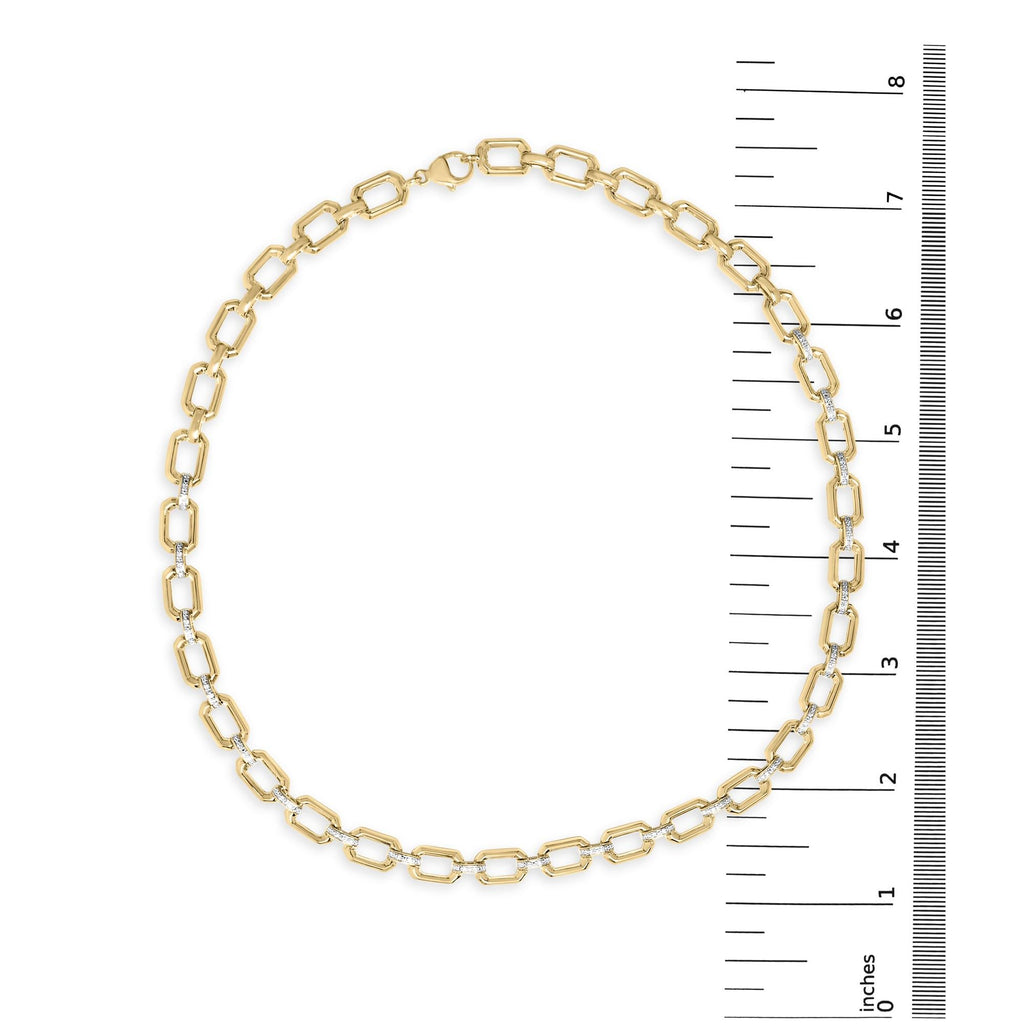 Gold Vermeil .925 Sterling Silver 1/4 Cttw Diamond Bold Octagonal Link Necklace