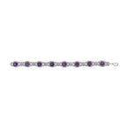 Silver Cushion-Cut Purple Amethyst & Diamond Vintage Halo Link Bracelet