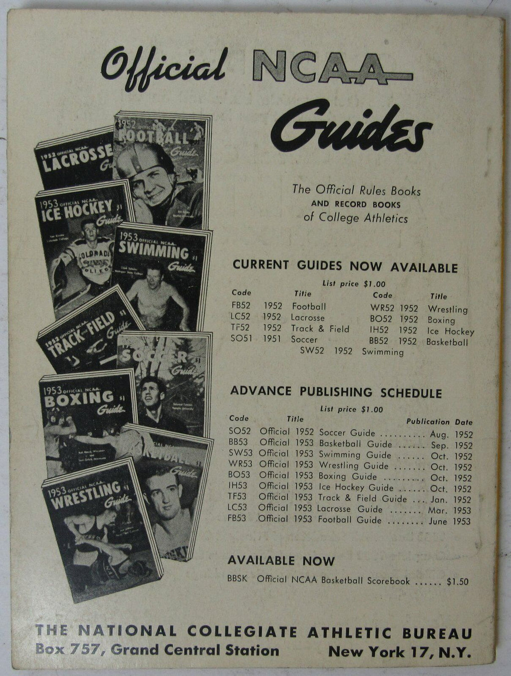1952 Official Collegiate Football Record Book with John Lattner on Cover 144932