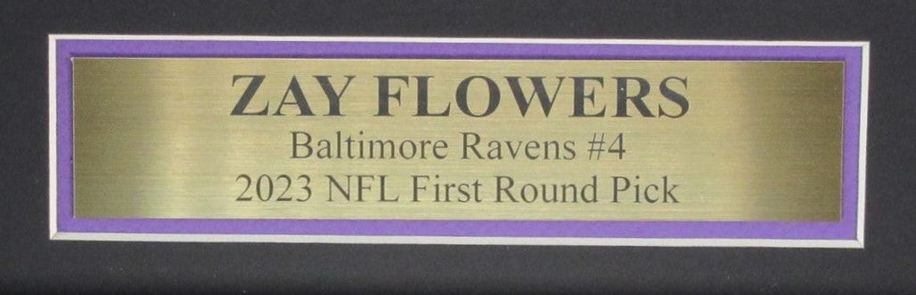 Zay Flowers Autographed Purple Football Jersey Ravens Framed Beckett 186184