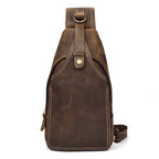 Rustic Leather Backpack Single Strap Chest Bag Travel Sport Use Bag 2038