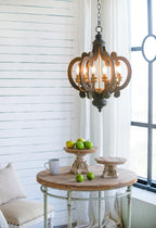 Farmhouse Chandelier, 6 Light Wood Chandelier Living Room Entryway
