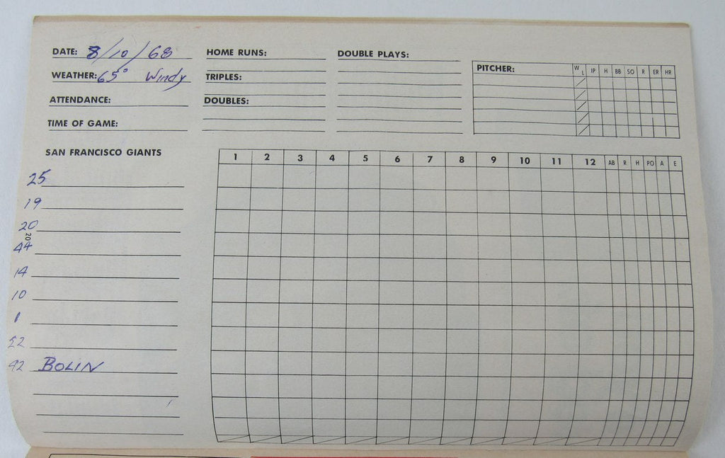 1968 San Francisco Giants vs. Mets UnScored Game Program Koosman 8/10/68