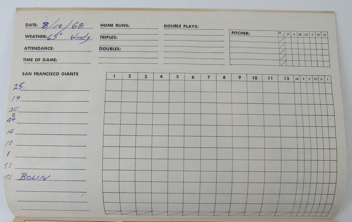 1968 San Francisco Giants vs. Mets UnScored Game Program Koosman 8/10/68