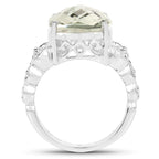 6.74 Carat Genuine Green Amethyst .925 Sterling Silver Ring