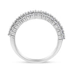 14K White Gold 1.0 Cttw Prong Set Round Diamond Split Shank Three Row Band Ring (H-I Color, I2-I3 Clarity) - Size 6
