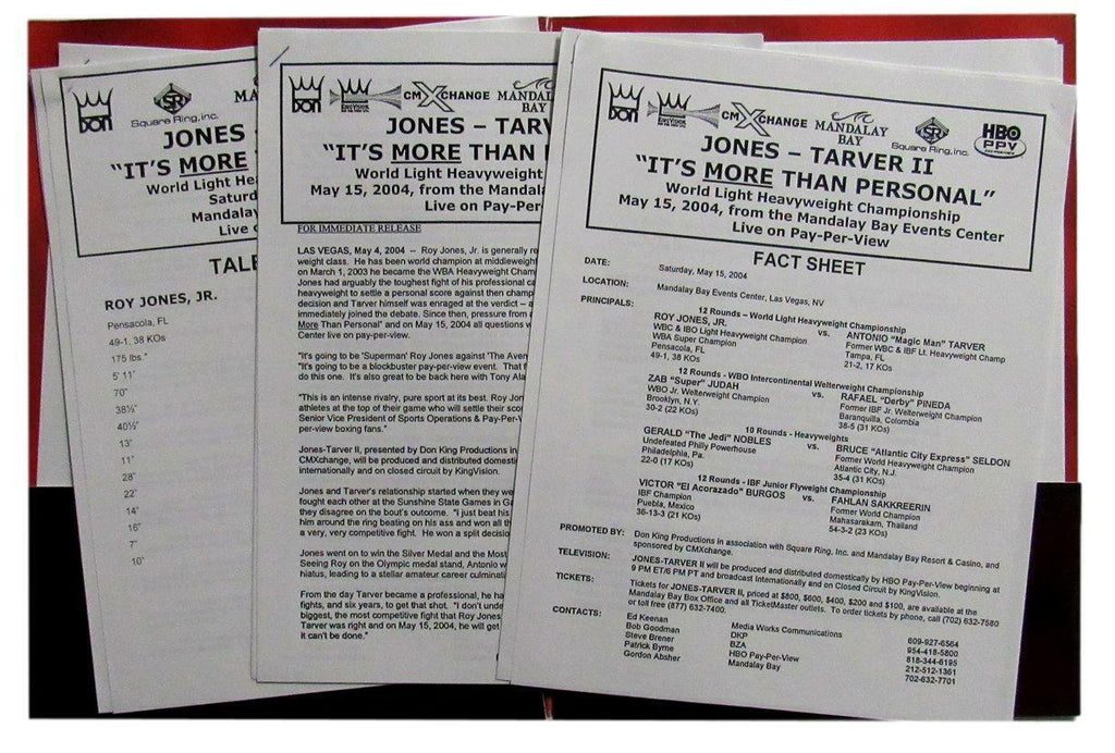 2004 Light Heavyweight Championship Boxing Jones vs. Tarver II Press Kit 167431