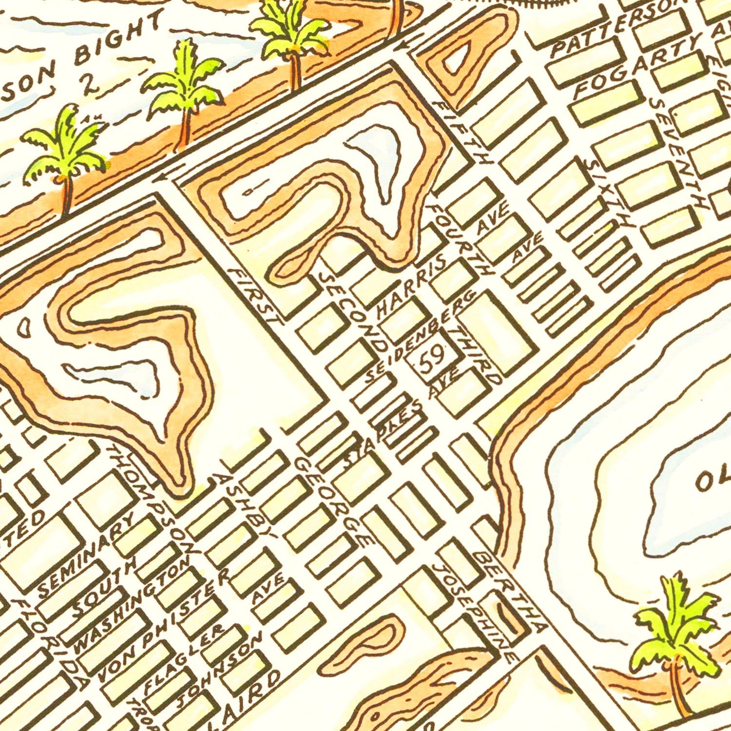 Vintage Map of Key West, Florida 1940