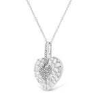 .925 Sterling Silver Pave-Set Diamond Accent Heart Shape 18" Pendant Necklace (I-J Color, I1-I2 Clarity)
