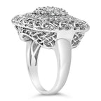 Sterling Silver 1.0 Cttw Diamond Celtic Knot Cocktail Ring