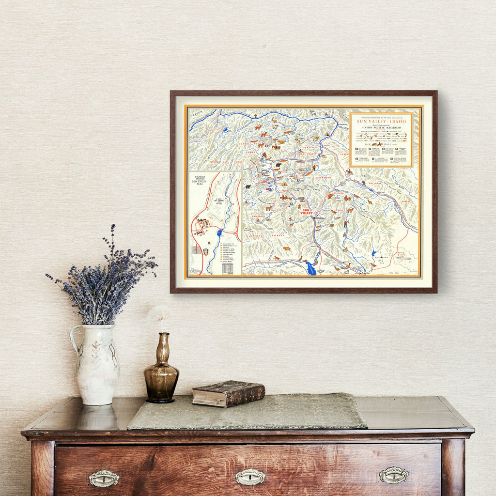 Vintage Map of Sun Valley Idaho, 1938