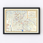 Vintage Map of Sun Valley Idaho, 1938