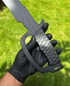 D Guard Custom Made D2 Steel Black Powder Coated Camping Knife