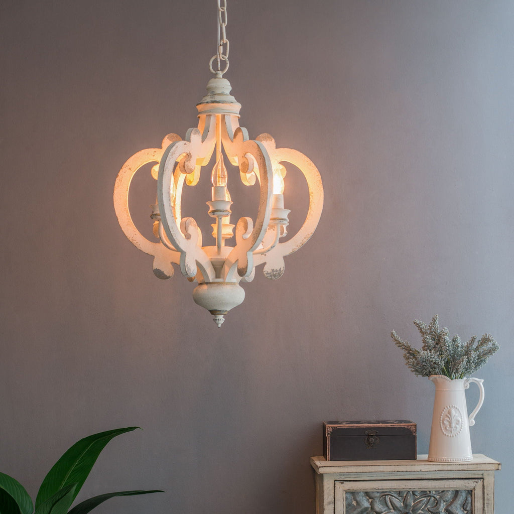 Farmhouse Chandelier, 6 Light Wood Chandelier Living Room Entryway