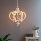 Farmhouse Chandelier, 6 Light Wood Chandelier Living Room Entryway