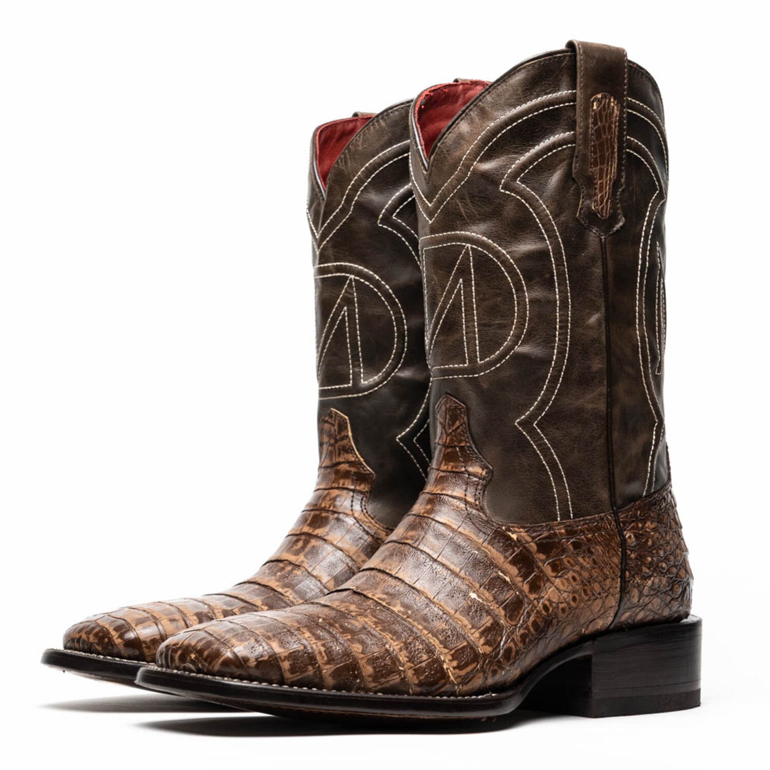 Tucson // Caiman Belly Leather Western Boots // Stone Brown