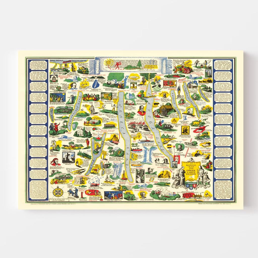 Vintage Map of Finger Lakes, 1934