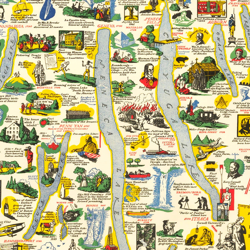 Vintage Map of Finger Lakes, 1934