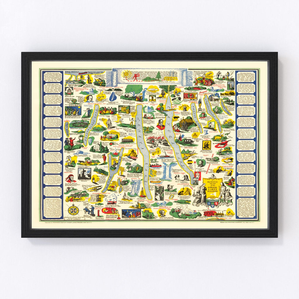 Vintage Map of Finger Lakes, 1934
