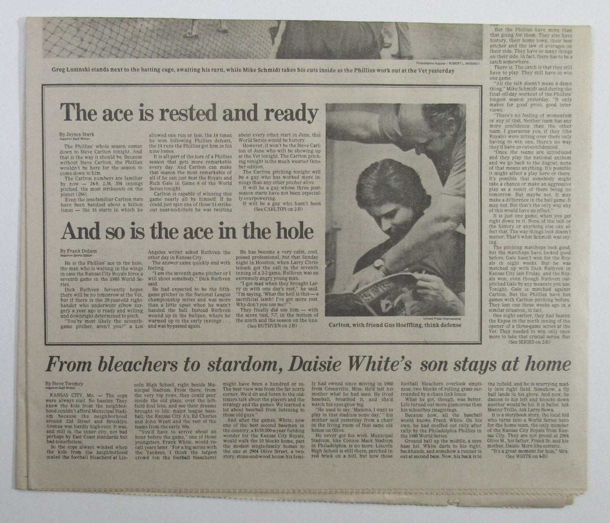 Philadelphia Inquirer Sports Section 10/21/80 World Series Game Six