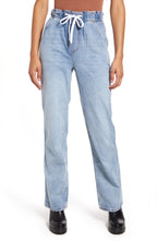 Topshop Women's High Waist Straight Leg Drawstring Jeans