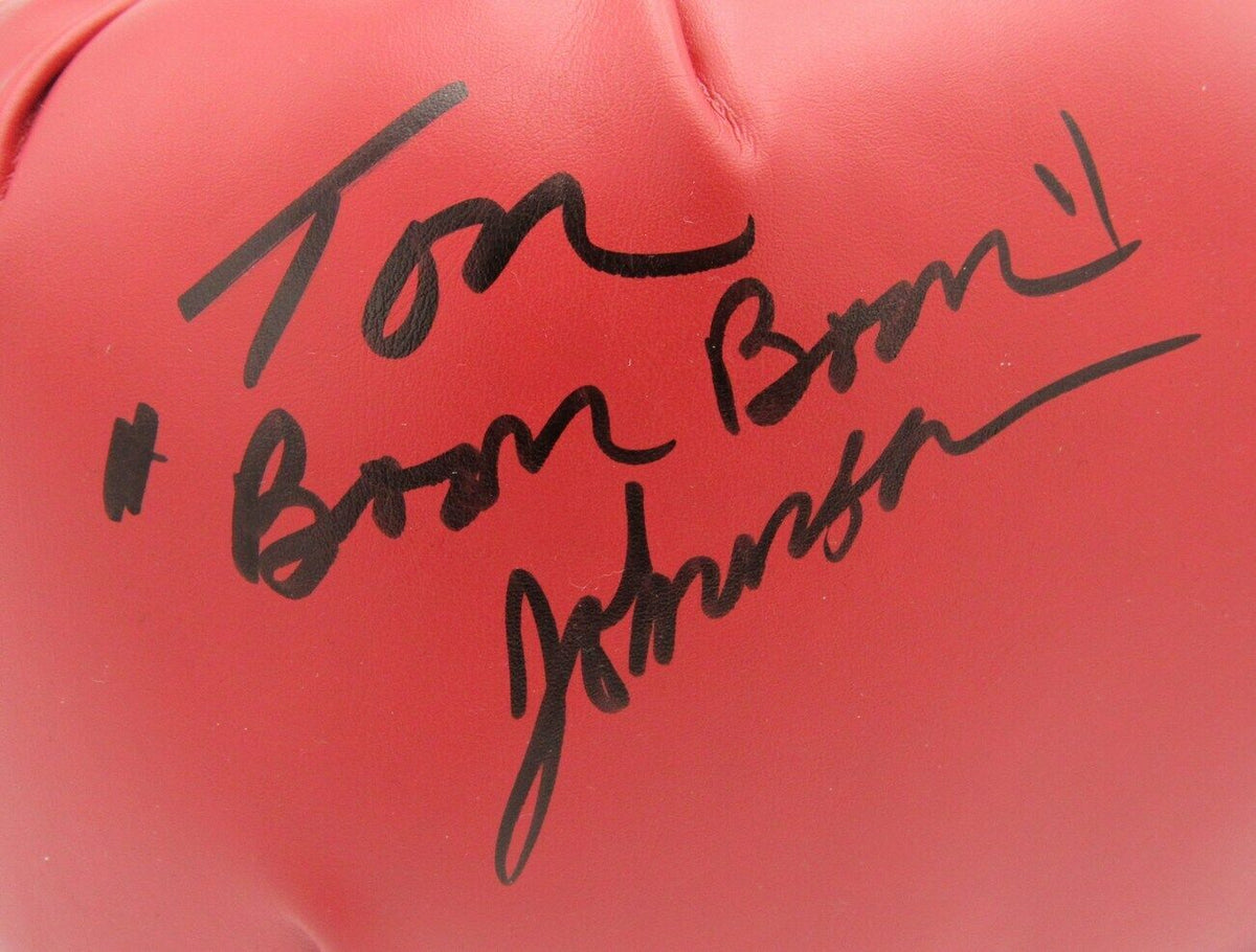 Tom Boom Boom Johnson Boxing Signed Everlast Red Left Boxing Glove JSA 154762