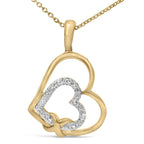 Gold Vermeil Diamond Accent Double Heart Pendant Necklace