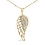 Gold Vermeil Diamond Accent Angel Wing Pendant Necklace