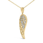 Gold Vermeil Diamond Accent Angel Wing Pendant Necklace