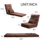 Modern Triple Fold Down Metal Frame Sofa Bed With 5 Reclining - Brown
